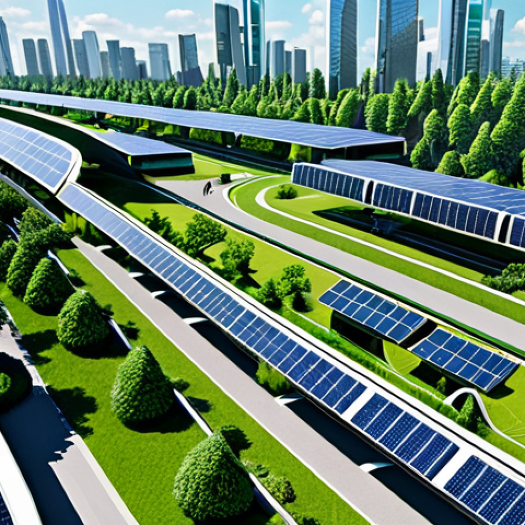 지구과학과 대기 오염 - Sustainable City of the Future**

"A futuristic city skyline with lush green parks and clean, modern...