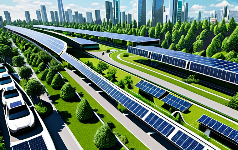 지구과학과 대기 오염 - Sustainable City of the Future**

"A futuristic city skyline with lush green parks and clean, modern...
