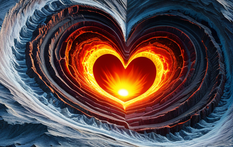 지구과학과 해양학 - Image Prompt 1: The Earth's Fiery Heart and Tectonic Dance**