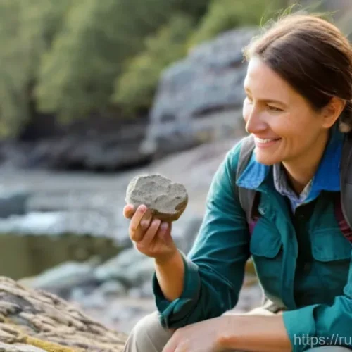 지구과학과 퇴적학 - **Prompt Title: Whispers of Ancient Layers**
    **Image Prompt:** A thoughtful female geologist, ag...